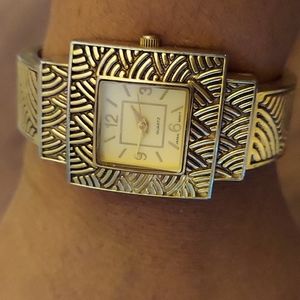 Gold Watch Bangle